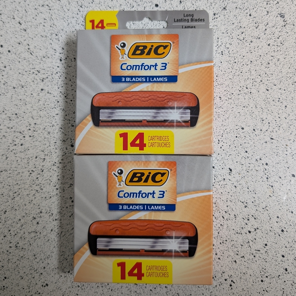 Bic Comfort 3 Blade Razor Refill Cartridges (2) 14 Count New In Box